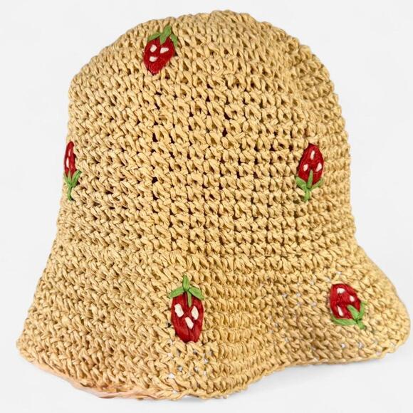 No Boundaries Strawberry Bucket Hat One Size Crochet Style - Picture 2 of 6